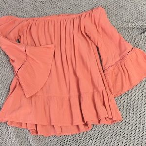 Off the shoulder coral top, size medium.